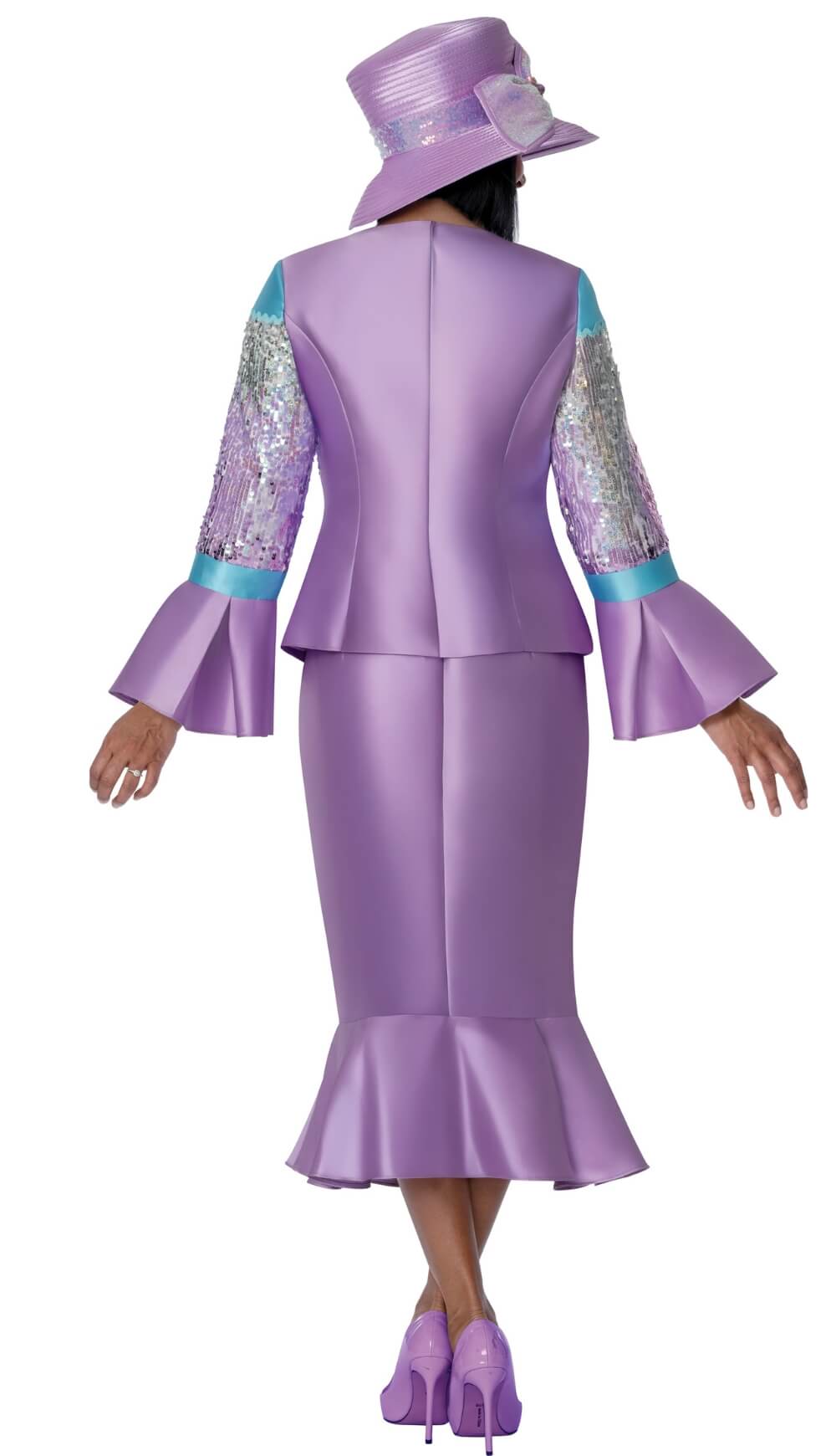 Multi-color Sequin Peplum Suit with Mermaid Skirt